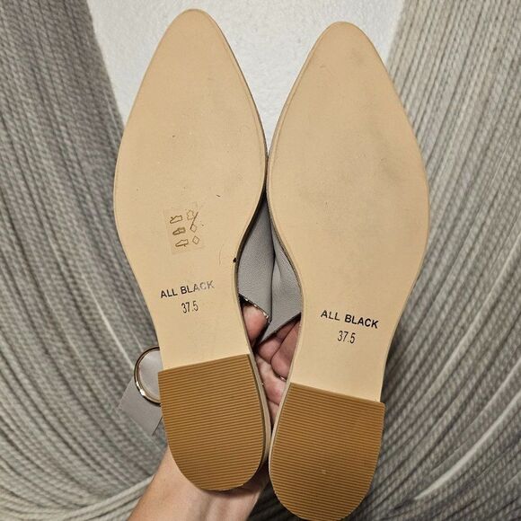 All Black Gray Pointed Sling Back Loafers Sz 37.5 (US 7) - Picture 8 of 8